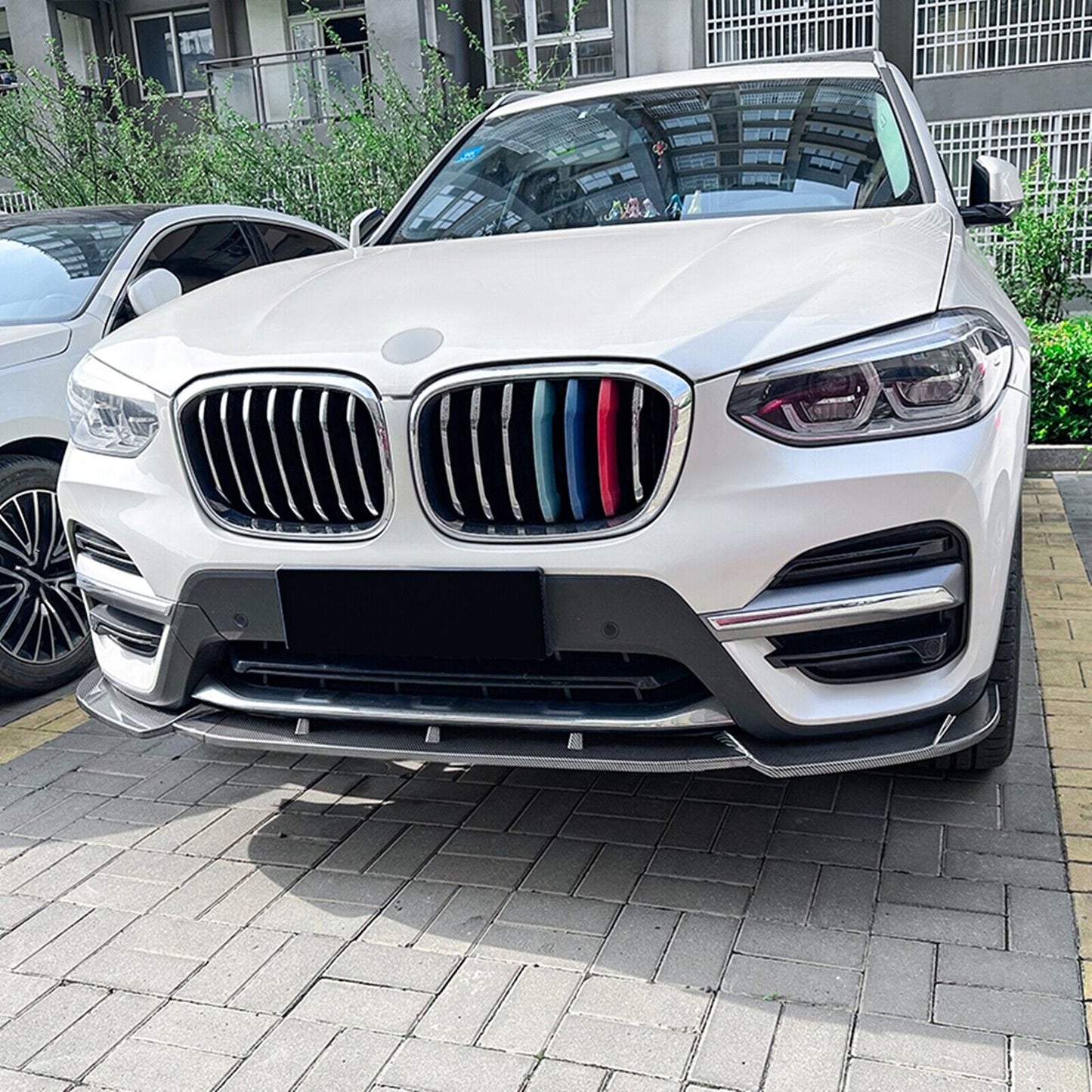 Front Bumper Spoiler Lip For BMW X3 X4 G01 G02 06.2018-2021 Carbon Fiber Look