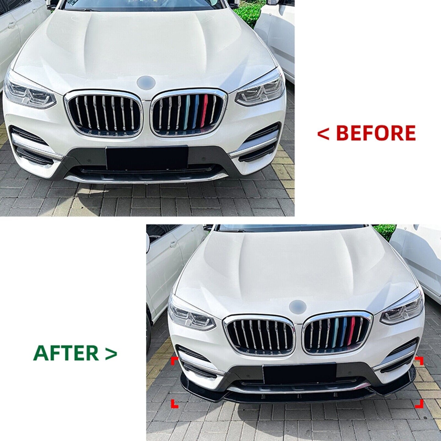 Front Bumper Spoiler Lip For BMW X3 X4 G01 G02 06.2018-2021 Carbon Fiber Look