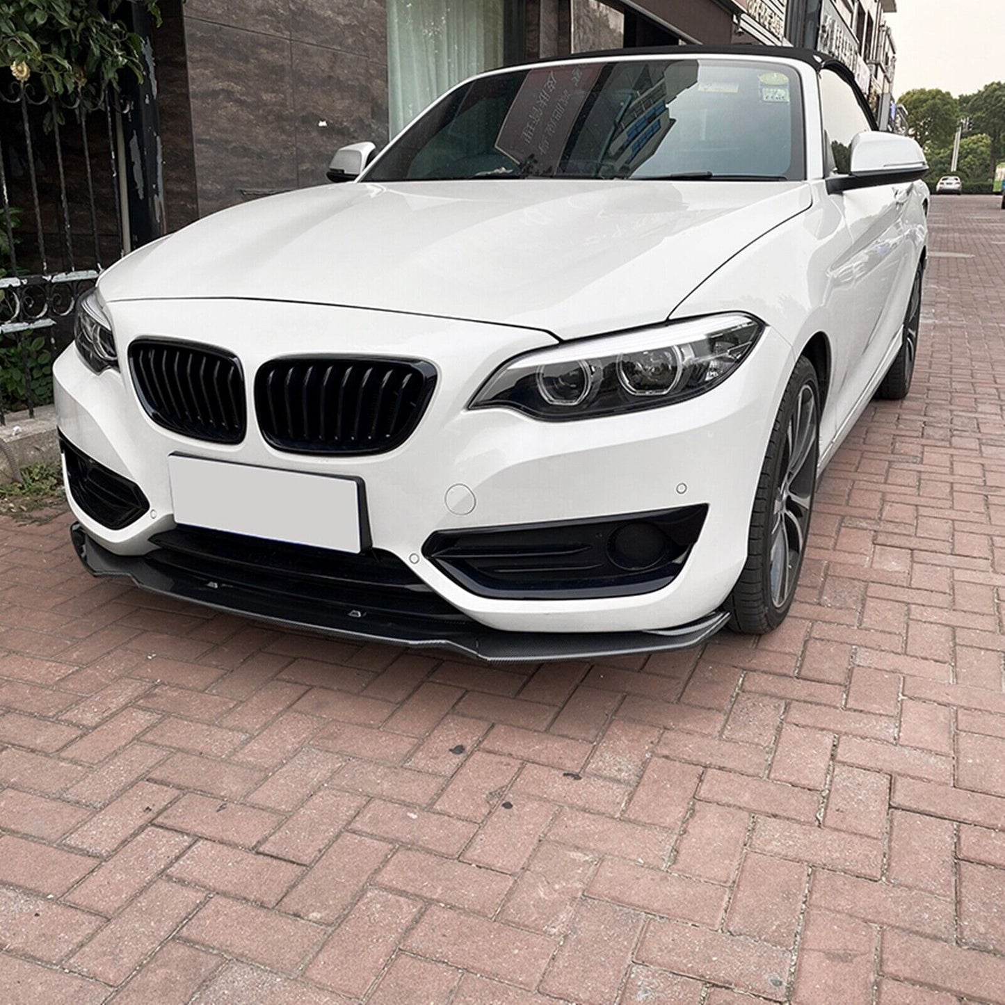 Front Bumper Spoiler Lip For BMW 2 Ser F22 220i 225i 228i 2014-2019 Carbon Style