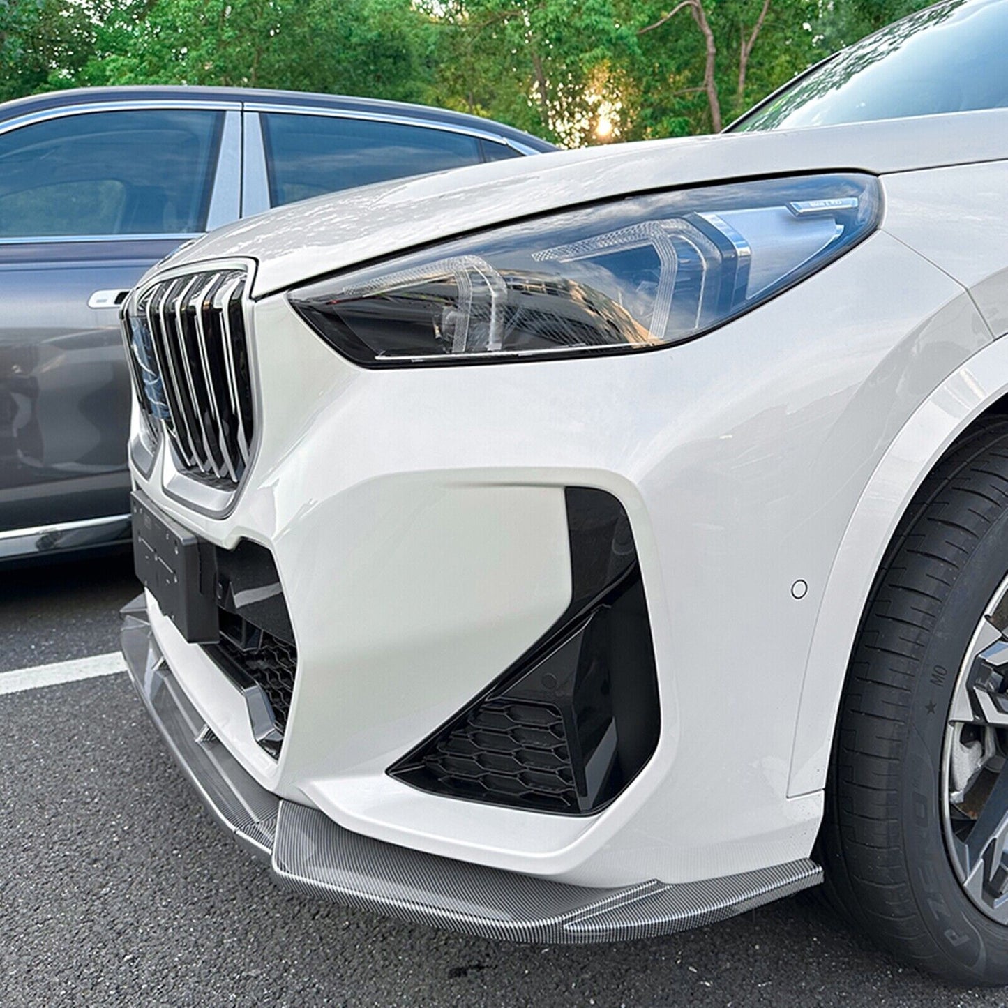 1Set Front Bumper Spoiler Lip For BMW X1 U11 U12 M Sport 2023-2024 Carbon Look