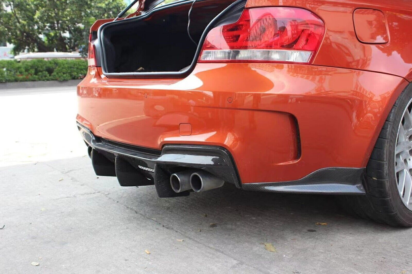 Carbon Fiber Rear Bumper Diffuser Side Cover Kit For BMW E82 1M /E88 1M RZ Style