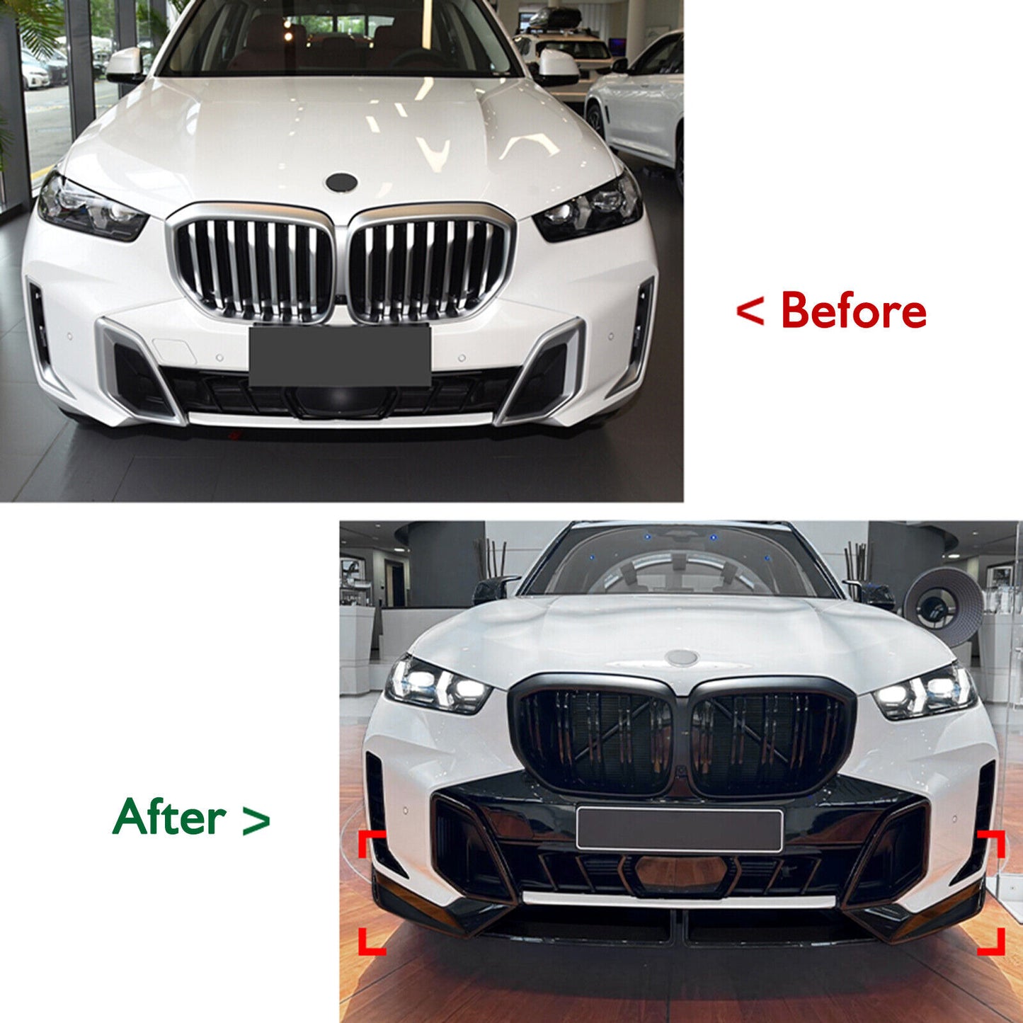 1Set Car Front Bumper Spoiler Lip Kit For BMW X5 G05 LCI M Sport 2023-2024 Black