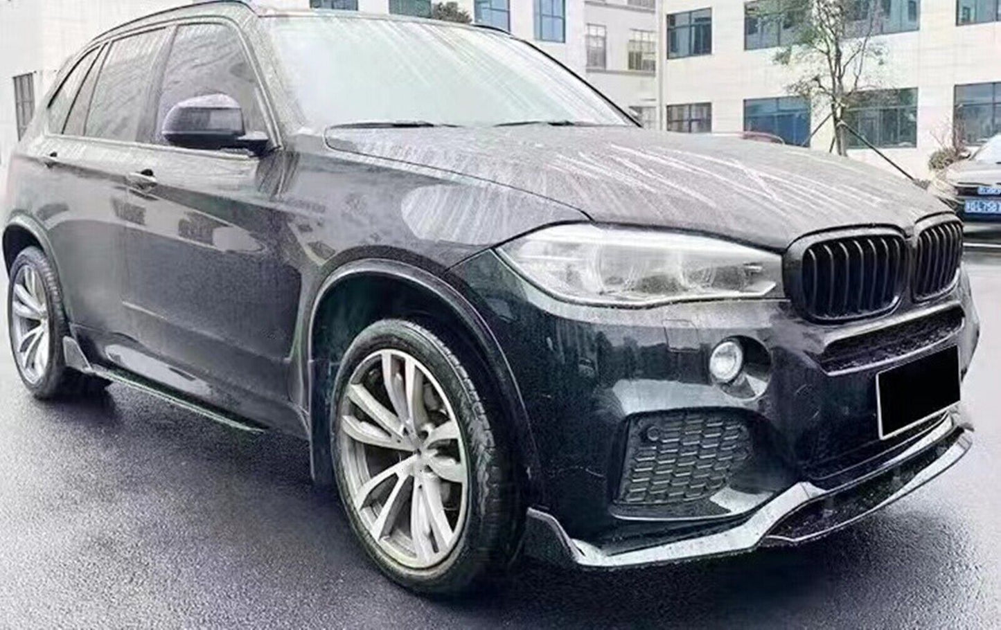 1Set Car Front Bumper Spoiler Lip For BMW X5 F15 M Sport 2014-2018 Glossy Black