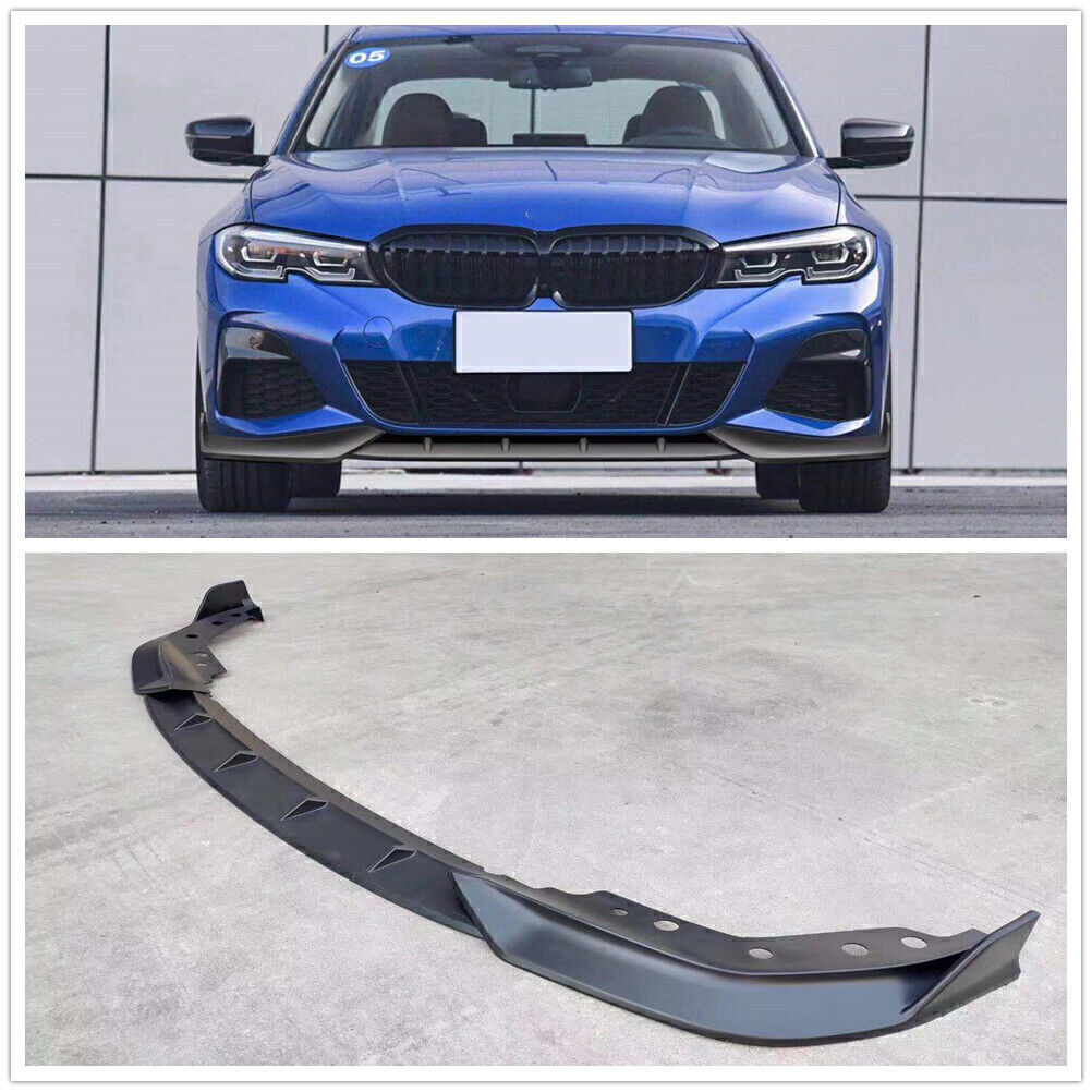 1Set Matte Black Car Front Bumper Spoiler Lip Kit For BMW 3 Series G20 2019-2020