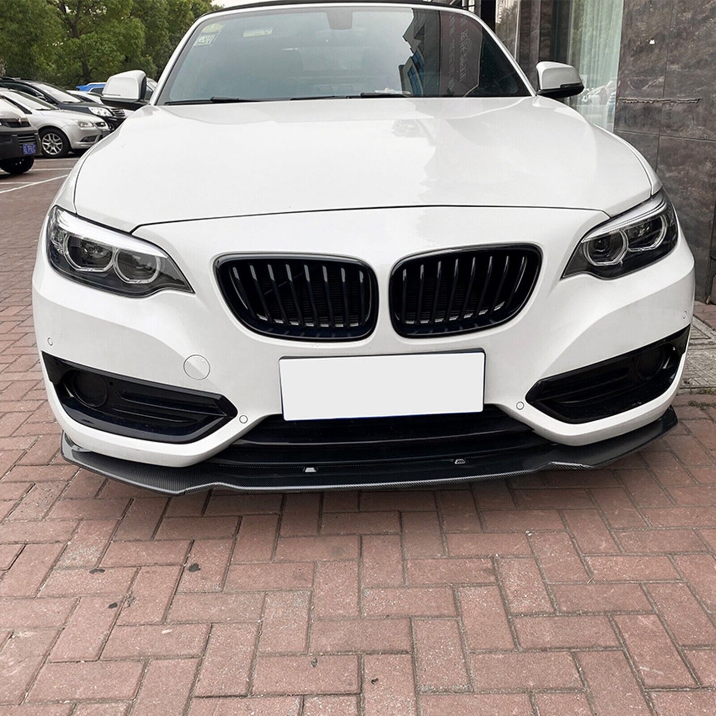 Front Bumper Spoiler Lip For BMW 2 Ser F22 220i 225i 228i 2014-2019 Carbon Style