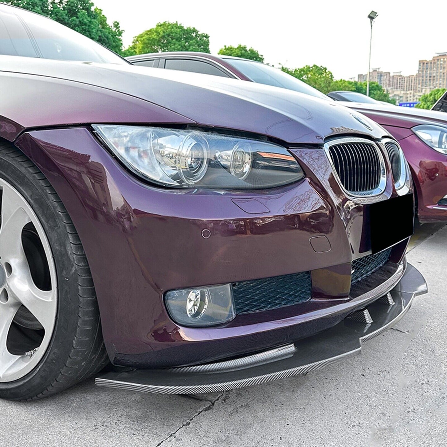 Front Bumper Spoiler Lip For BMW 3 Ser E92 E93 2006-2013 Base Carbon Fiber Look