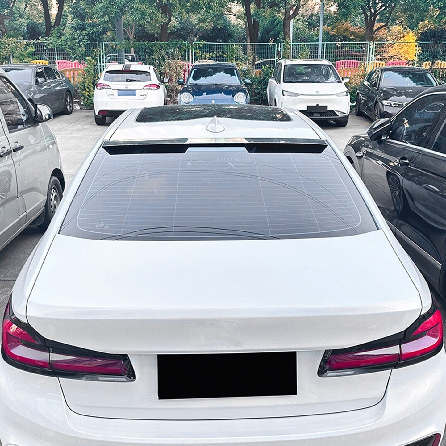 Rear Trunk Roof Spoiler Wing For BMW 5Series G30 520i 530i 2018-2022 Carbon Look