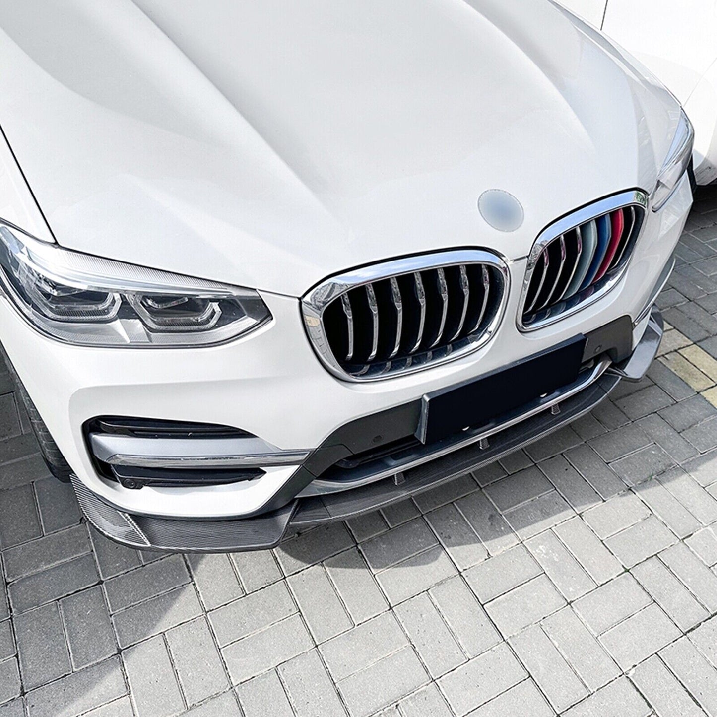 Front Bumper Spoiler Lip For BMW X3 X4 G01 G02 06.2018-2021 Carbon Fiber Look