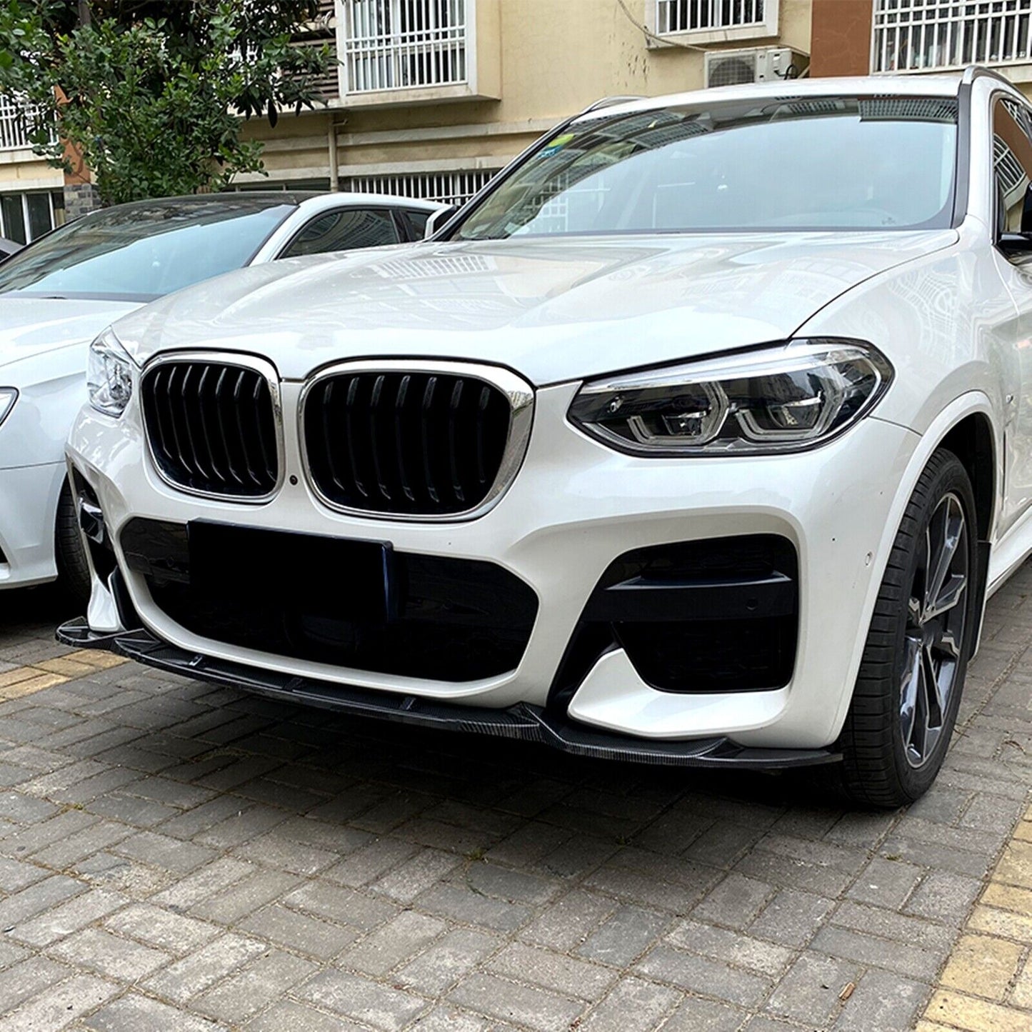 Front Bumper Spoiler For BMW X3 G01 X4 G02 M Sport 2018-2021 Carbon Style Black