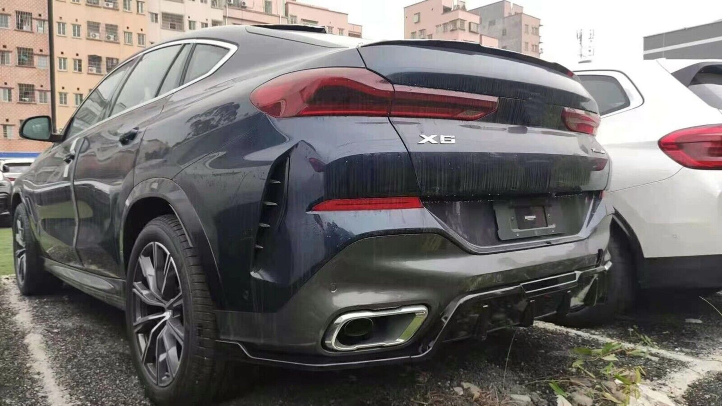 Car Black Rear Bumper Diffuser Lip For BMW X6 G06 2019 2020-2023 Glossy Black