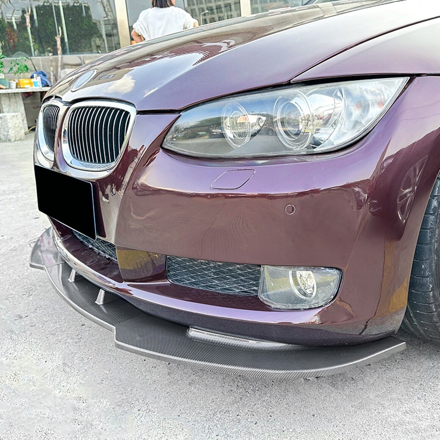 Front Bumper Spoiler Lip For BMW 3 Ser E92 E93 2006-2013 Base Carbon Fiber Look