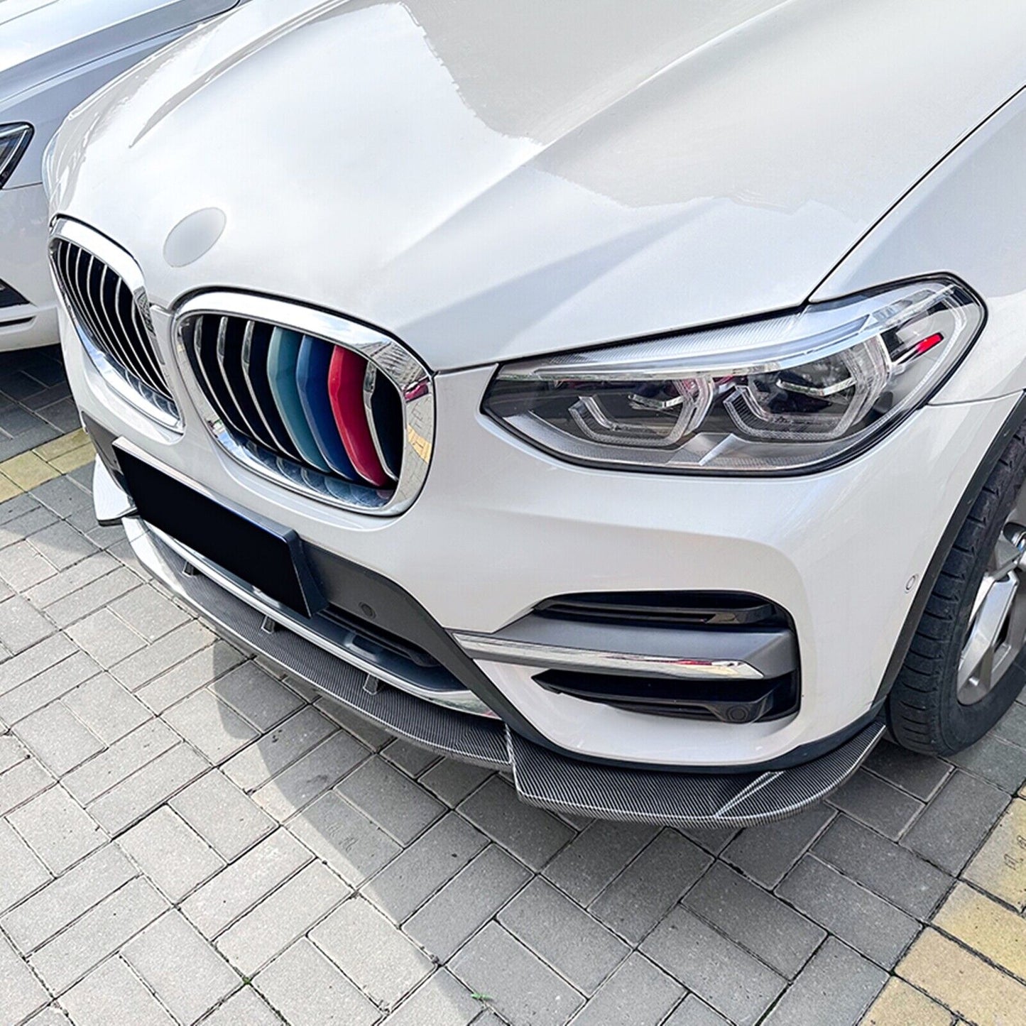 Front Bumper Spoiler Lip For BMW X3 X4 G01 G02 06.2018-2021 Carbon Fiber Look