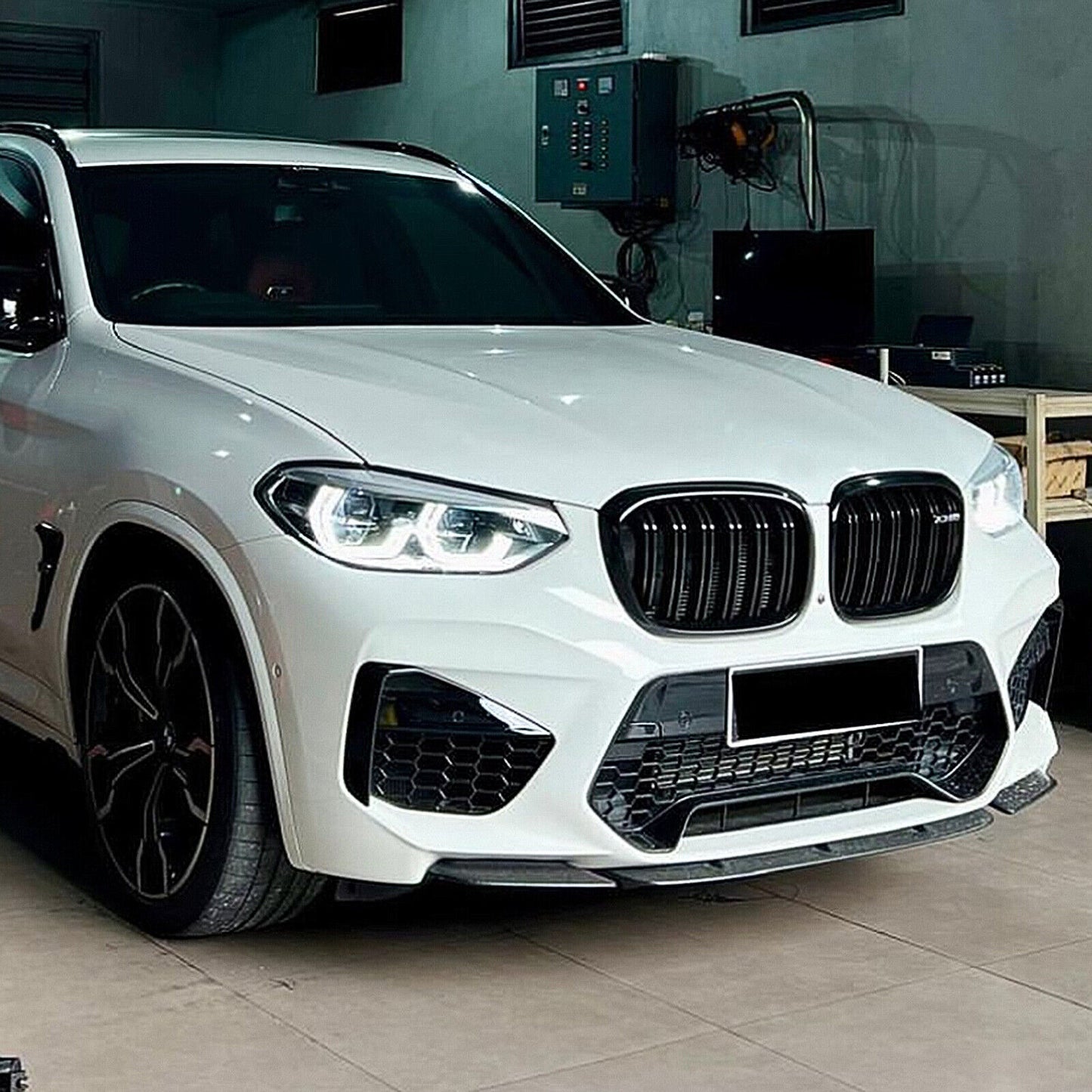 Carbon Fiber Look Front Bumper Spoiler For BMW X3M X4M F97 F98 2019 2020-2022