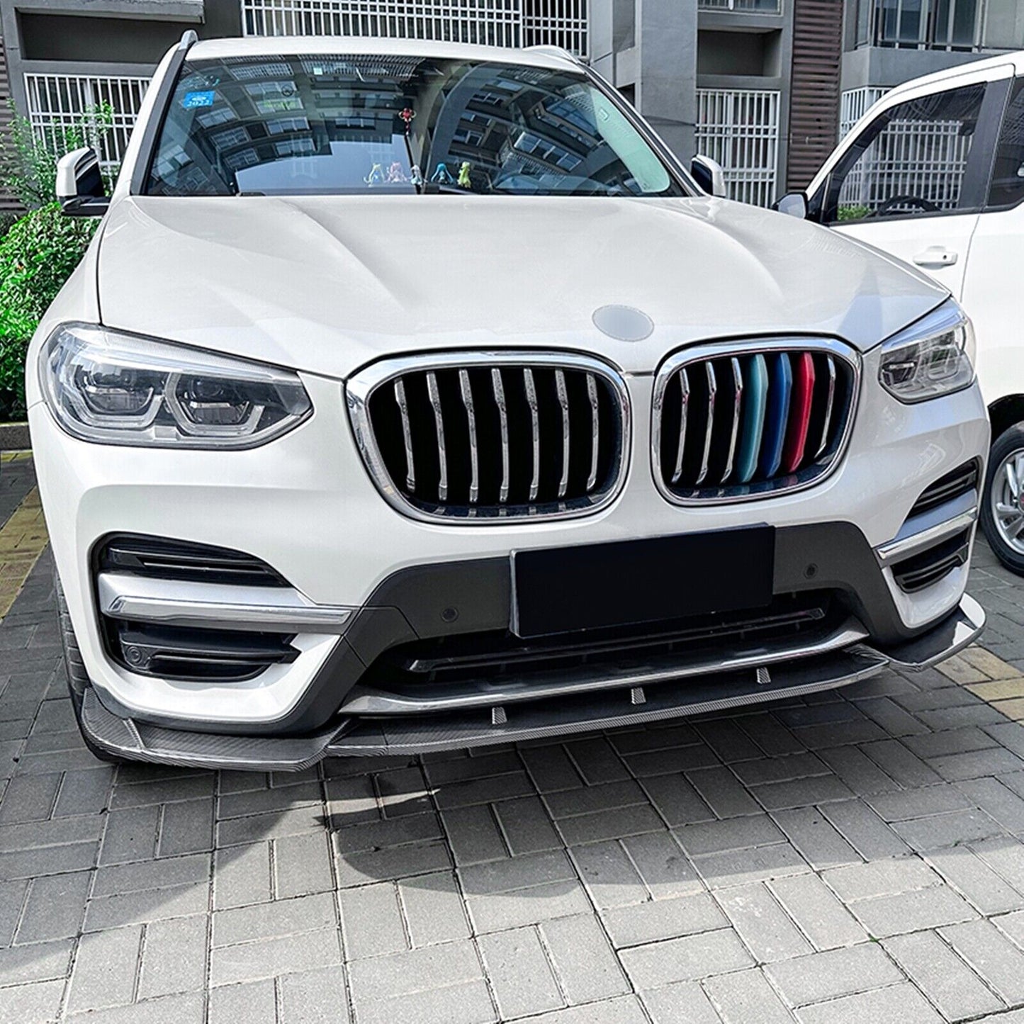 Front Bumper Spoiler Lip For BMW X3 X4 G01 G02 06.2018-2021 Carbon Fiber Look