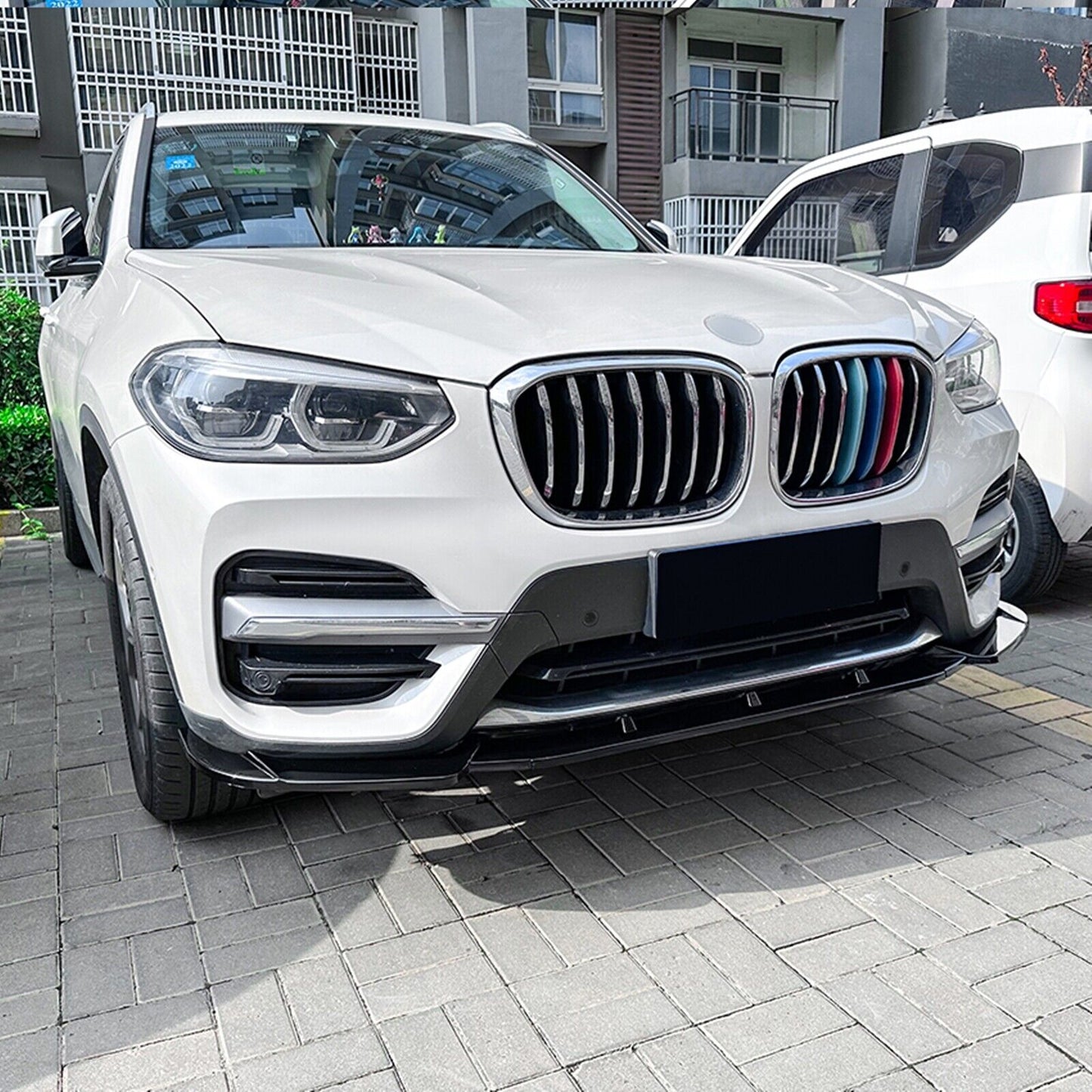 1Set Front Bumper Spoiler Lip Kit For BMW X3 X4 G01 G02 06.2018-2021 Gloss Black