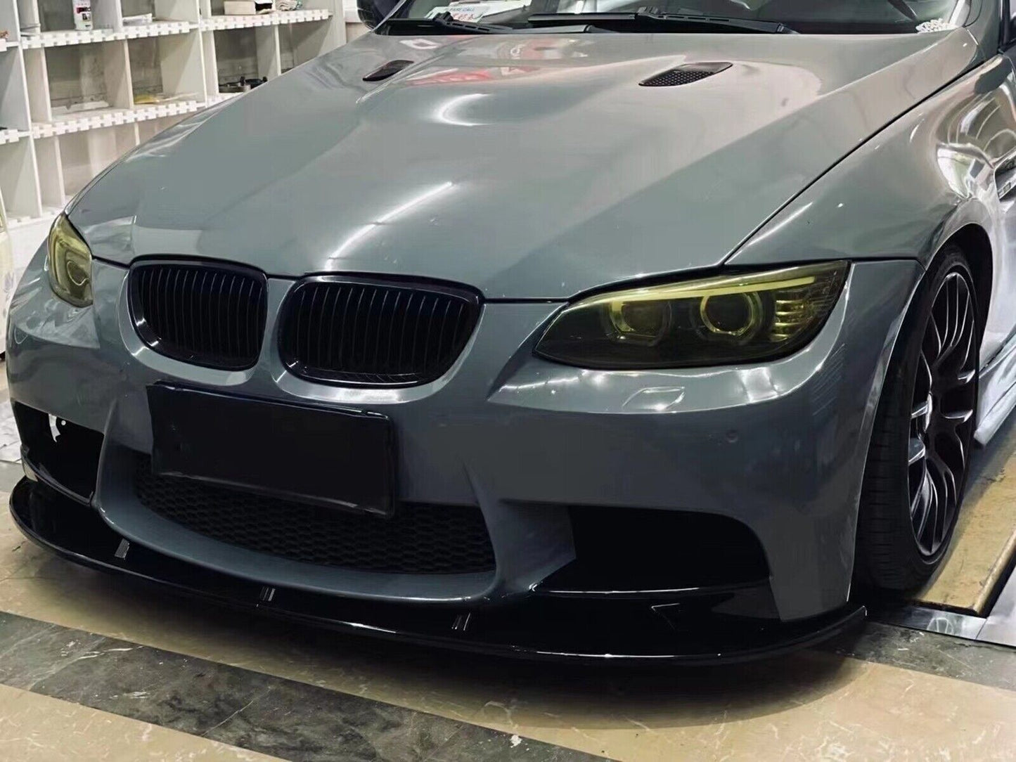 1Set Front Bumper Spoiler Wing Lip For BMW E92 M3 2007-2013 Carbon Fiber Look