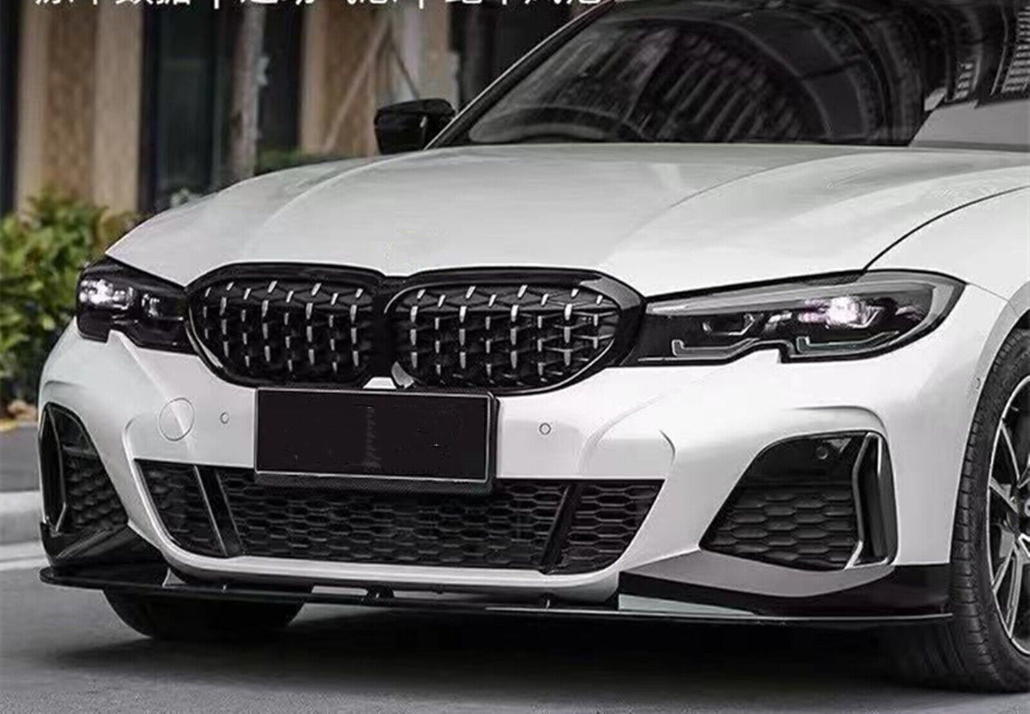 Front Bumper Spoiler Splitter Lip For BMW 3 Series Alpina 2019 2020 2021 Black