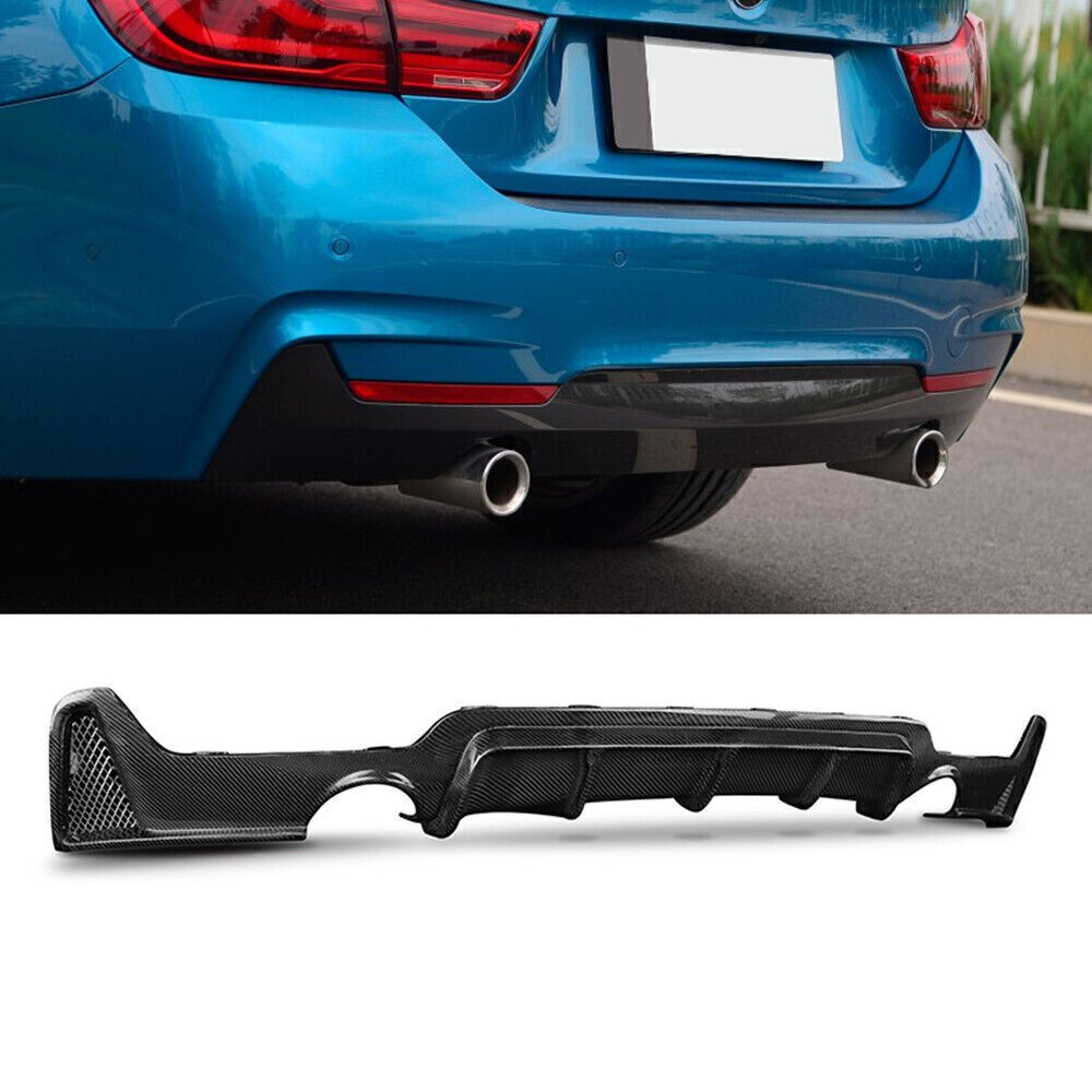 Carbon Fibe Rear Bumper Diffuser Dual Tip Exhaust For BMW F32 F33 435i M Sport