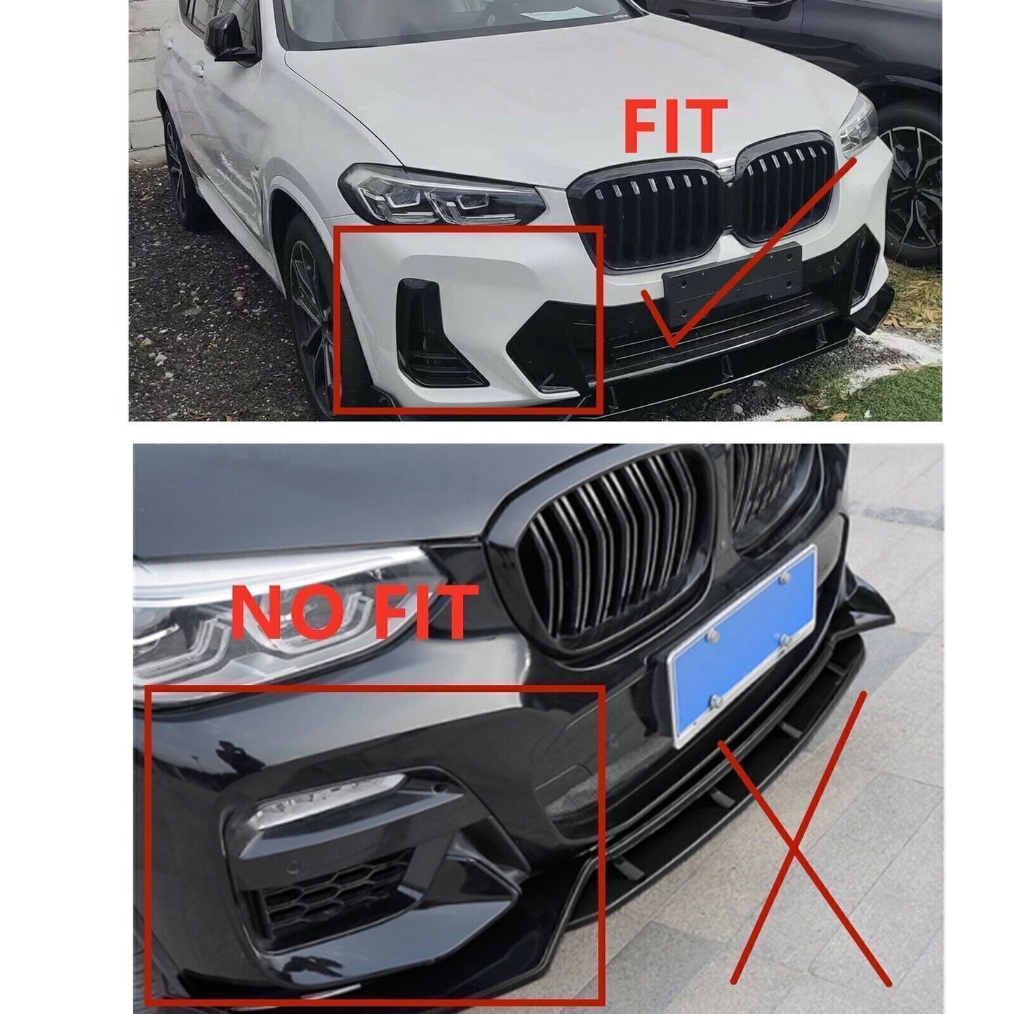 Gloss Black Car Front Lip Bumper Spoiler Cover For BMW X3 2021-2022 IX3 2022 X4