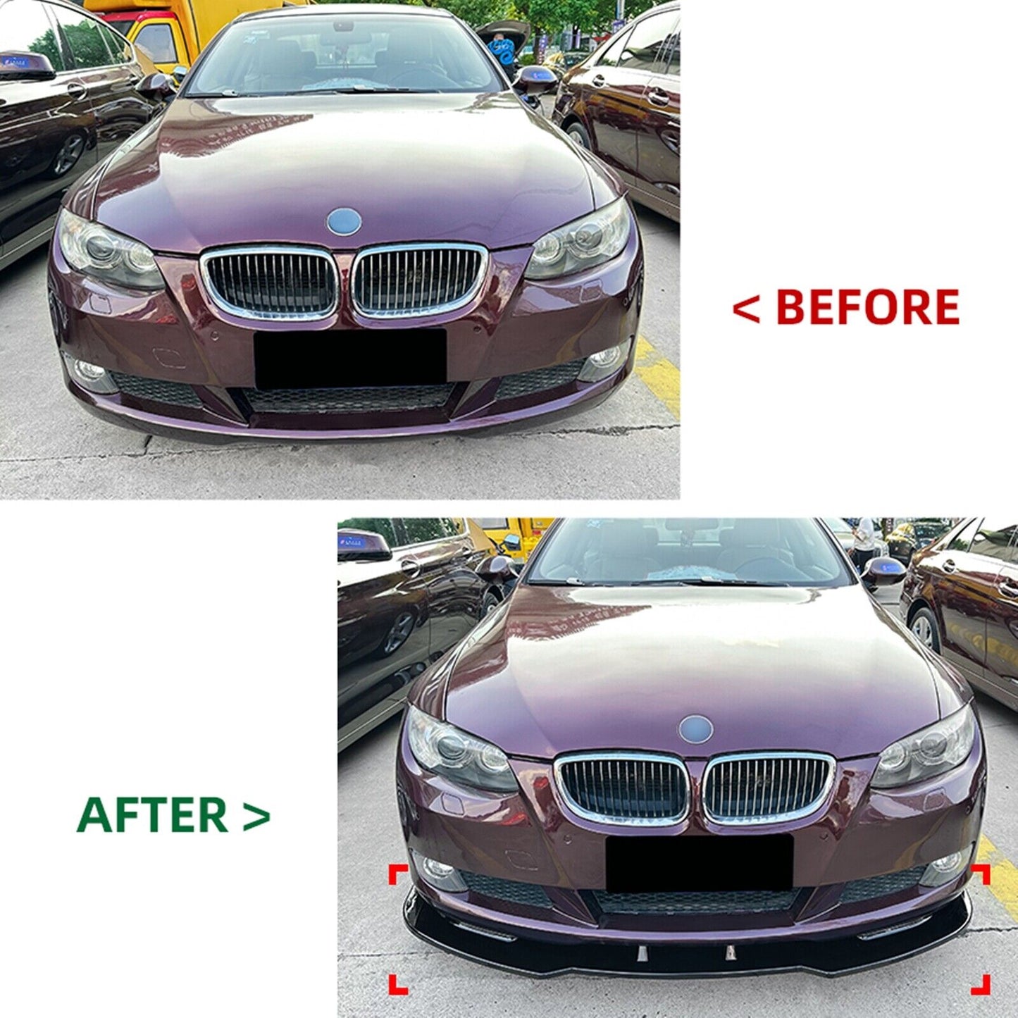 Front Bumper Spoiler Lip For BMW 3 Series E92 E93 06.2006-2013 Base Glossy Black