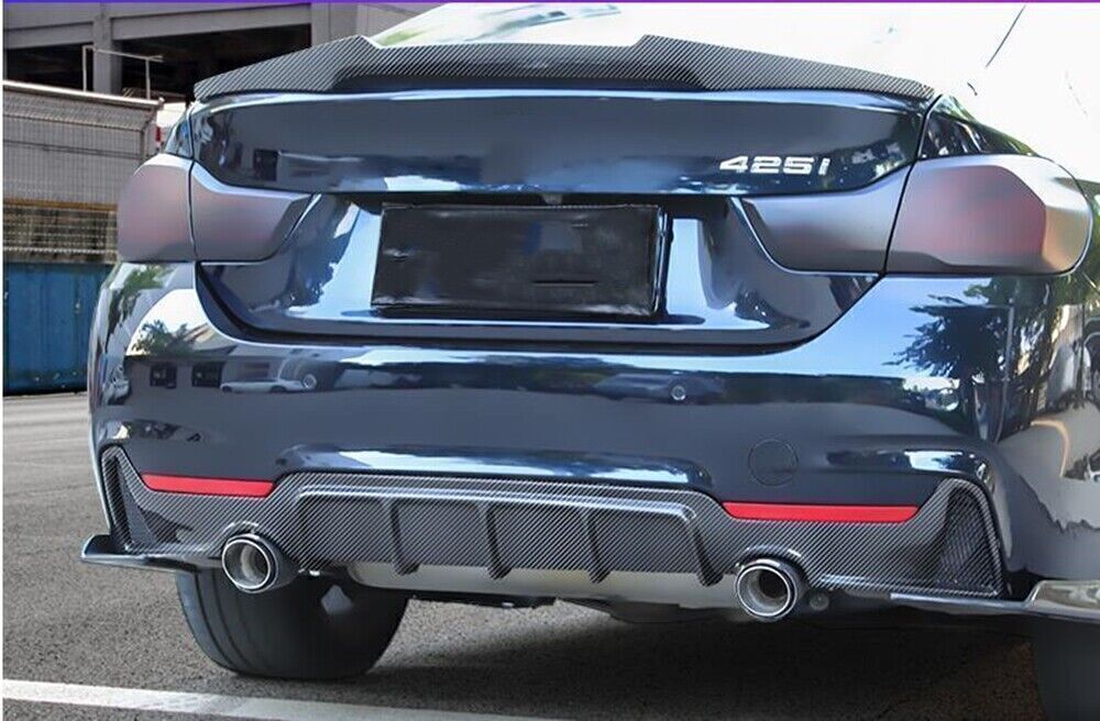 Carbon Fibe Rear Bumper Diffuser Dual Tip Exhaust For BMW F32 F33 435i M Sport