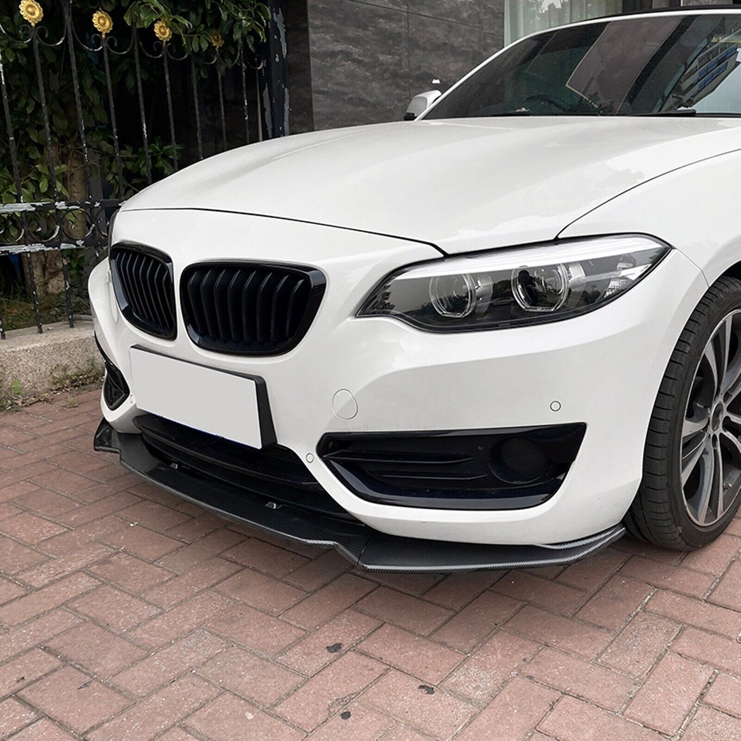 Front Bumper Spoiler Lip For BMW 2 Ser F22 220i 225i 228i 2014-2019 Carbon Style