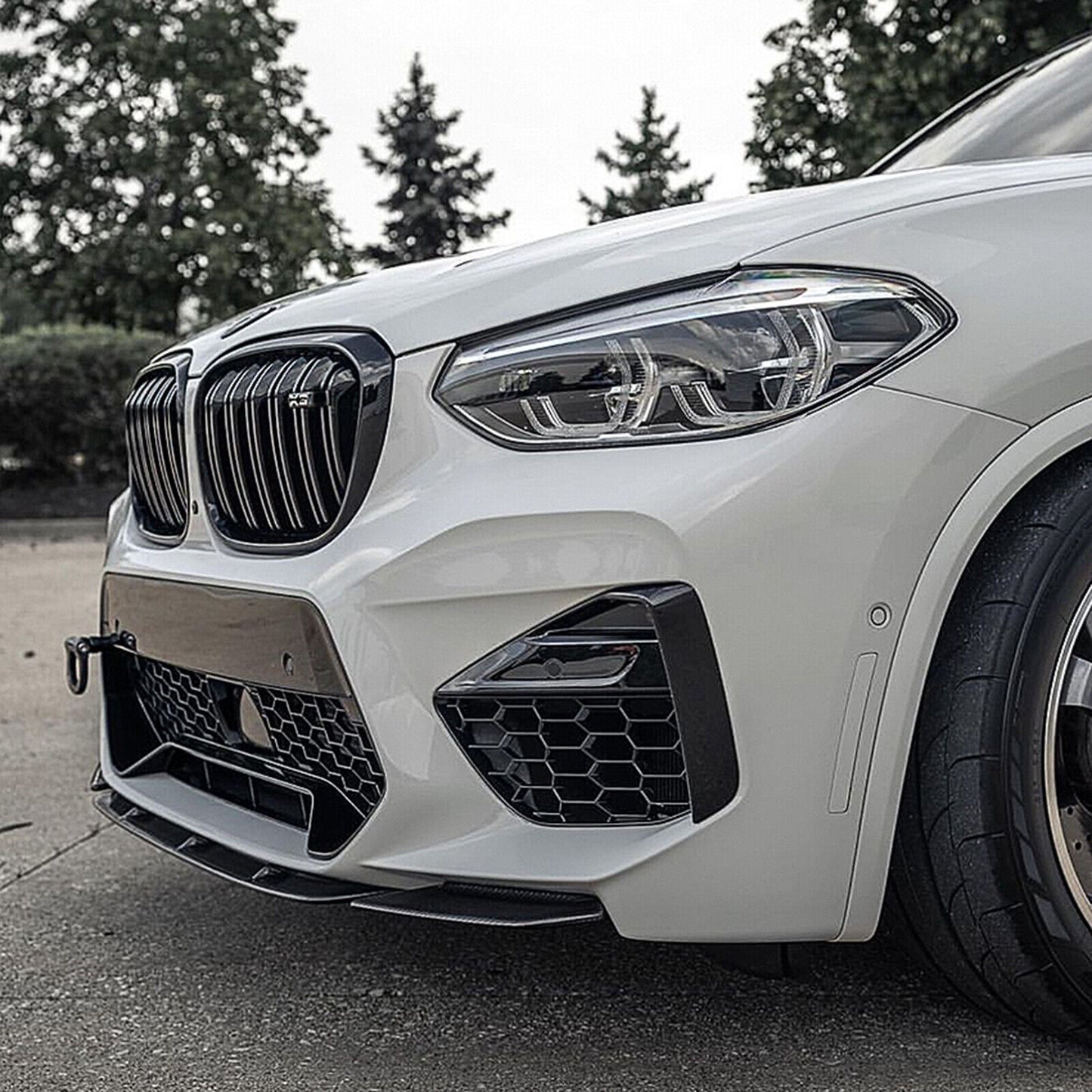 Carbon Fiber Look Front Bumper Spoiler For BMW X3M X4M F97 F98 2019 2020-2022