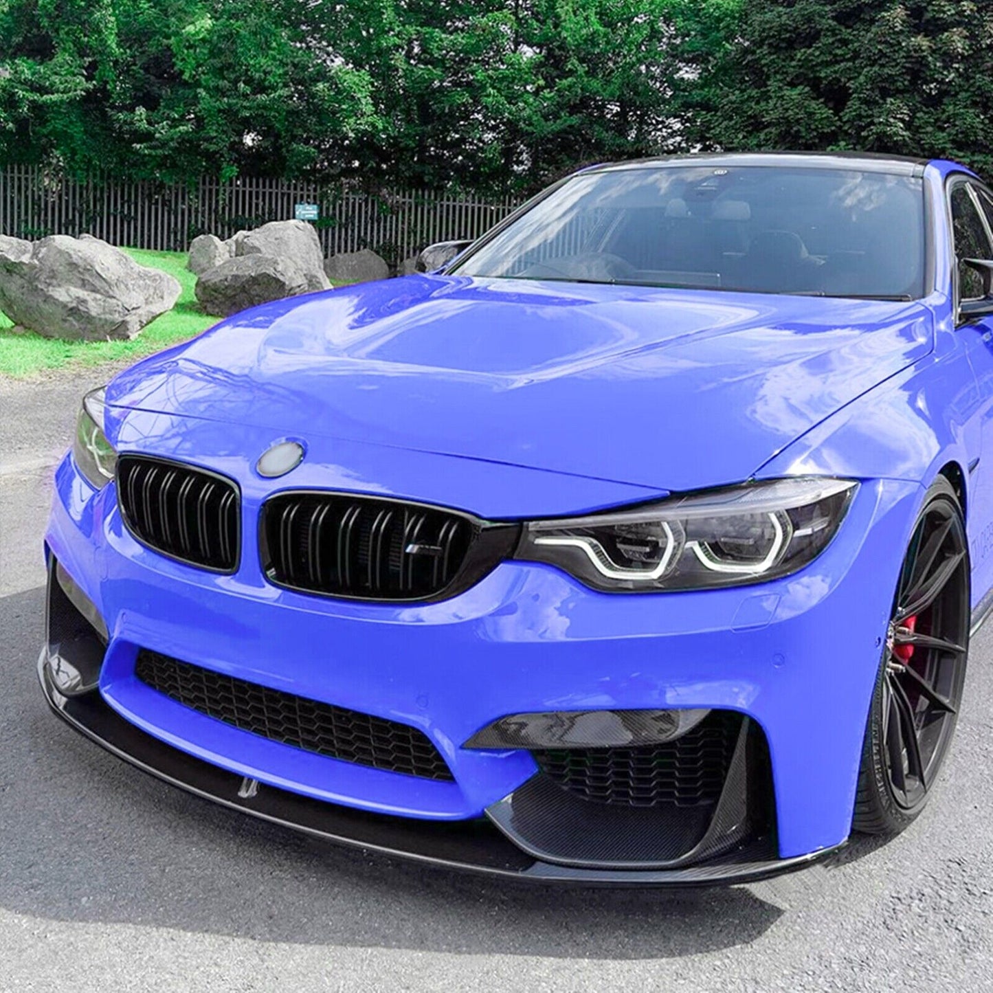 Front Bumper Spoiler + Air Vent Cover For BMW F80 M3 F83 F82 M4 2015-20 Carbon Fiber