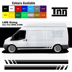 Side Stripe Stickers Decals Graphics Vinyl For Ford Transit LWB MWB SWB Van