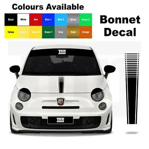 Compatible For Abarth Fiat 500 595 Punto Bonnet Stripe Graphic Decal Sticker Livery Badge