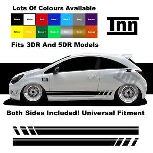 For Vauxhall Corsa VXR SRI SXI Stickers Graphics Decals Side Stripe Car Opel