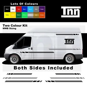 NEW LISTINGStickers For Ford Transit MWB 2 MK6 MK7 Side Stripe Vinyl Graphics Decals Vans