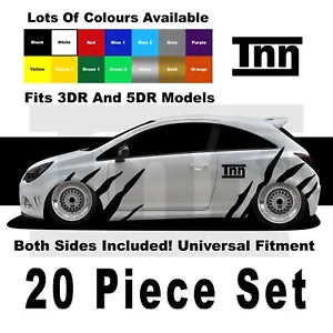 For Vauxhall Corsa VXR SRI SXI Stickers Graphics Decals Side Stripe Car Tiger