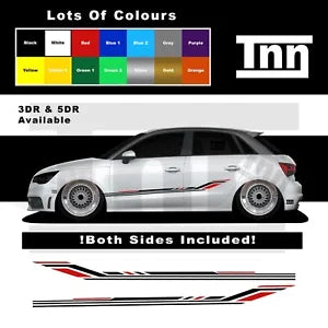 Stickers For Audi A1 A3 A4 A5 A6 A7 S1 RS1 Side Stripes Graphics Decals RS