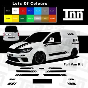 Stickers For VW Volkswagen Caddy Side Stripe SWB Bonnet Vinyl Camper Van DUB