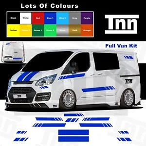 NEW LISTINGStickers For Ford Transit Custom Side Stripes Decals Graphics SWB L1 Van Bonnet