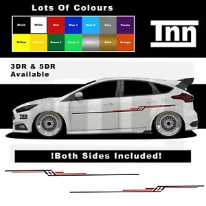 Stickers For Ford Focus Graphics Side Stripes Decals Fiesta Turbo ST RS Mk3 MK2