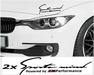 2x QUALITY SPORTS MIND PRODUCED BY M PERFORMANCE EYEBROW HOOD BMW STICKERS