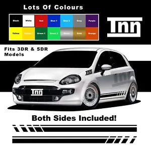 For Fiat Punto Stickers Abarth Side Stripes Vinyl Decals Evo Grande 3DR 5DR