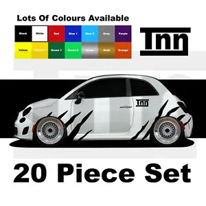 Compatible For Abarth Punto Fiat 500 595 Spider Tiger Stripes Graphic Decal Sticker Badge Sides