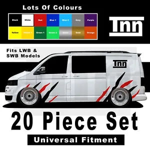 Stickers For VW TRANSPORTER T5 SWB LWB T4 T6 SIDE STRIPE CAMPER VANS GRAPHICS