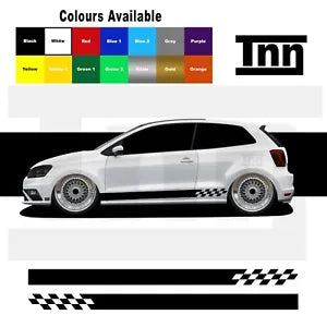 Side Stripes Stickers For VW Polo Golf Lupo Scirocco GTI GTD R GT Vinyl Line