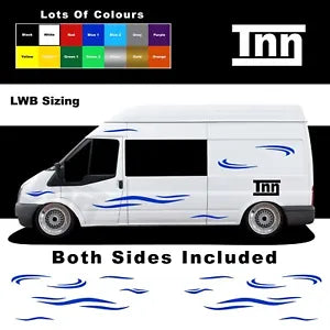 Side Stripe Stickers Vinyl Decals Graphics For Ford Transit LWB MWB SWB Vans L3