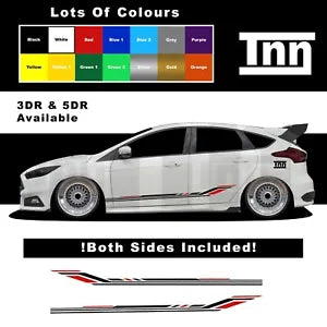 Side Stripes Stickers Graphics Decals For Ford Focus Fiesta Turbo ST RS Mk3 MK2