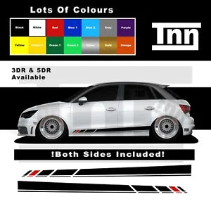 Stickers For Audi A1 A3 A4 A5 A6 A7 S1 RS1 Side Stripes Graphics Decals RS Turbo