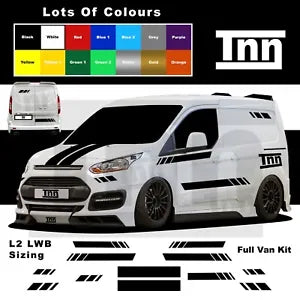 Stickers For Ford Transit Connect LWB L2 Side Bonnet Stripes Decals Graphics Van