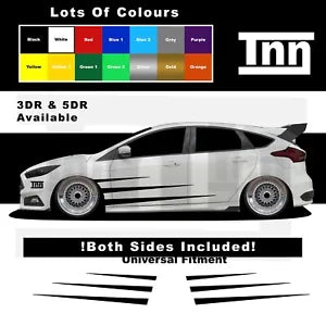 Stickers For Ford Fiesta Escort ST RS Side Stripes Decals Vinyls Graphics Turbo