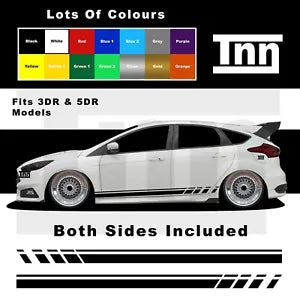 Side Stripes Stickers Graphics Decals For Ford Focus Fiesta ST RS Mk3 MK2 Turbo