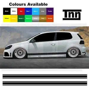 For VW Golf Polo Side Stripes Stickers Decals Vinyls Lupo Scirocco GTI GTD R GT