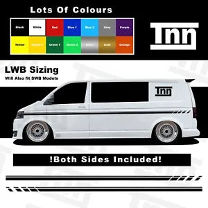 STICKERS For VW TRANSPORTER T5 LWB SWB T6 T4  SIDE STRIPES CAMPERS DECALS Vans